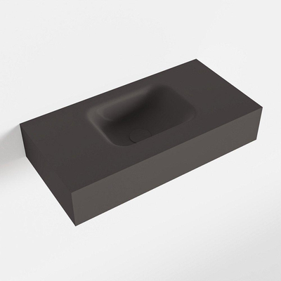MONDIAZ LEX Lavabo à poser - 60x30x12cm - 0 trous de robinet - cuve au centre - Solid Surface darkgrey mat