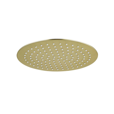 Fortifura Calvi Ensemble de douche pluie encastrable - thermostatique - bras plafond - pommeau 25cm - barre curseur - douchette ronde - flexible lisse - Laiton brossé (doré)