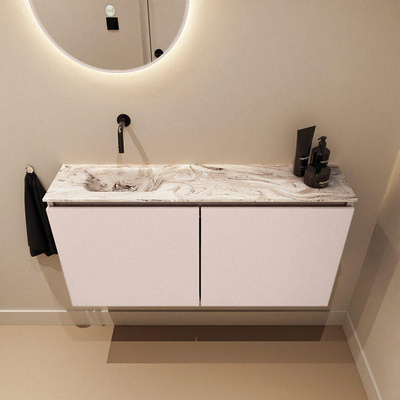 MONDIAZ TURE-DLUX meuble WC 100 cm Rosee. Lavabo EDEN Glace position gauche. Sans trou de robinet.