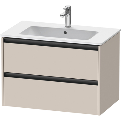 Duravit Ketho.2 Wastafelonderbouwkast - met 2 laden - 81x48x55cm - met grepen antraciet - taupe mat
