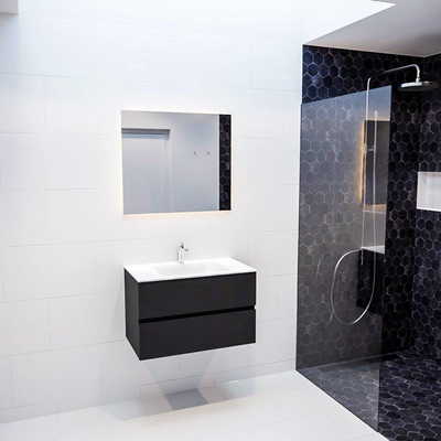 MONDIAZ VICA Ensemble de meuble salle de bain - 80cm - 2 tiroirs - lavabo Cloud central - 1 trou de robinet - solid surface urban