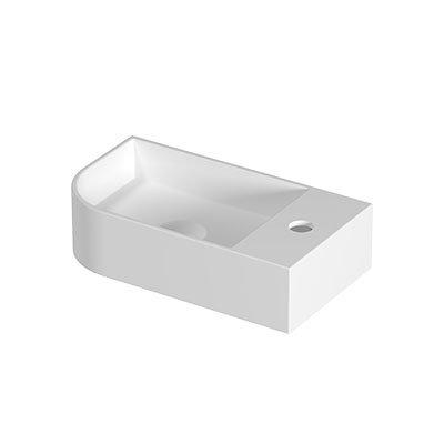 INK Trevi Lavabo de toilette - 40x22x10cm - 1 trou de robinet - arrondi à gauche - porcelaine - blanc mat