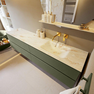 Mondiaz VICA-DLUX ensemble de meuble de salle de bain - 200cm - meuble sous-vasque armée - 4 tiroirs - lavabo encastré cloud droite - sans trous de robinet - version haute de 60cm - frape