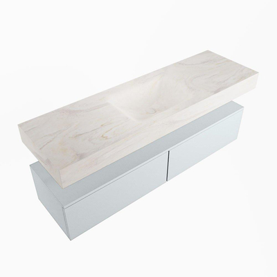Mondiaz ALAN-DLUX Ensemble de meuble - 150cm - meuble Clay mat - 2 tiroirs - Lavabo Cloud Ostra suspendu - vasque Centre - 0 trous de robinet