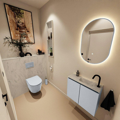 MONDIAZ TURE-DLUX 60cm toiletmeubel Clay. EDEN wastafel Opalo positie rechts. Met 1 kraangat.