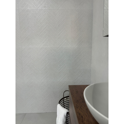 ÉCHANTILLON Terravito Melora Carrelage mural - 60x120cm - rectifié - Effet béton - White décor mat (blanc)