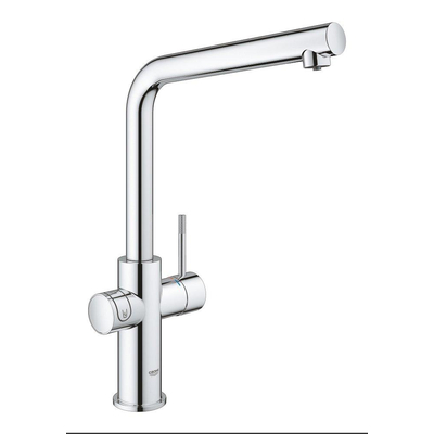 GROHE Blue Home Keukenkraan - L-Uitloop - 1-gats - filterfunctie - plat licht en bruisend water - chroom