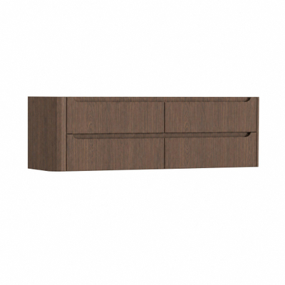 H&R Badmeubelen Juice Wastafelonderkast - 160x45x50cm - linkerhoek afgerond - 4 lades - geïntegreerde greep - coffee