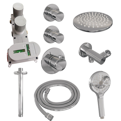 BRAUER Chrome Edition inbouw regendoucheset – Ø20 cm hoofddouche – 20 cm plafondbuis – ronde handdouche – vaste douchehouder