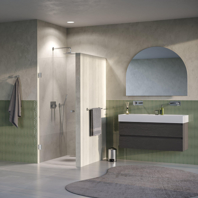 BRAUER Void Carving Nisdeur - 70x200cm - draaideur - glascoating - omkeerbaar - helder glas - Geborsteld RVS PVD