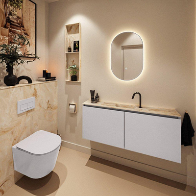 MONDIAZ TURE-DLUX 120cm toiletmeubel Cale. EDEN wastafel Frappe positie midden. Met 1 kraangat.