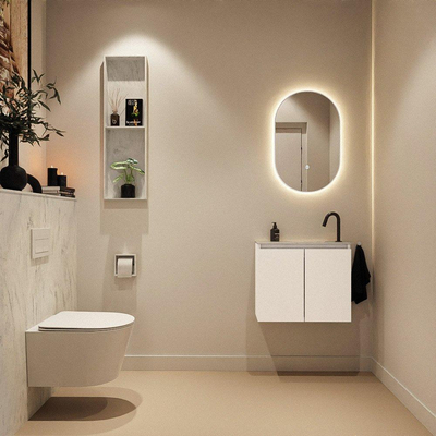 MONDIAZ TURE-DLUX Meuble de WC 60 cm Talc. EDEN vasque Opalo position droite. Avec 1 trou de robinet.