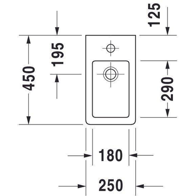 Duravit Vero Fontein - met kraangat - met overloop - 25x45cm - wit