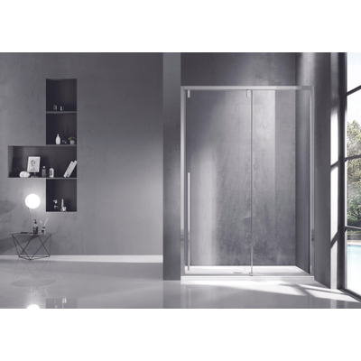 Saniclass Neptune schuifdeur 140x200 softclose links en rechts gepolijst zilver