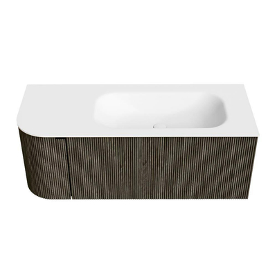 Mondiaz KURVE Ensemble de meubles de salle de bains - 115x46x40cm - 1 tiroir - 1 porte - vasque solid surface - droite - sans trou de robinet - Shadow