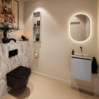 MONDIAZ TURE-DLUX 40cm toiletmeubel Plata. EDEN wastafel Glace positie rechts. Zonder kraangat.