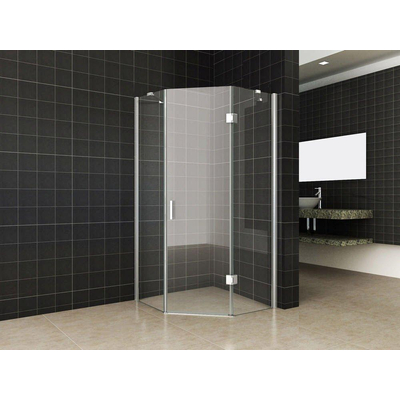 Wiesbaden Pento cabine avec 1 porte battante 1000 x 1000 x 2000 x 8 mm verre clair nano/chrome