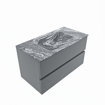 Mondiaz VICA-DLUX ensemble de meuble de salle de bain - 90cm - meuble sous-vasque plata - 2 tiroirs - lavabo encastrée cloud milieu - sans trous de robinet - version haute de 60cm - lave