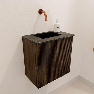 Mondiaz JOYA-DLUX Meuble de toilette 40cm - couleur Walnut - Vasque FAYE position Milieu Sans trou de robinet couleur Lava