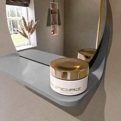 Mondiaz SPOT Miroir de salle de bains - rond 30cm - tablette miroir - couleur Plata