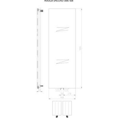 Plieger Perugia Specchio designradiator verticaal met spiegel middenaansluiting 1806x608mm 749W