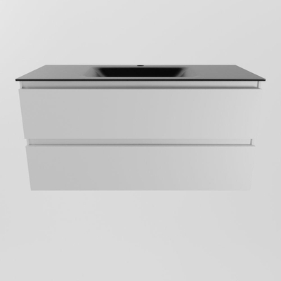 Mondiaz Aivy badmeubelset - 100x45x50cm - 1 kraangat - 1 wasbak urban Solid surface - Midden - 2 lades - Met spiegelkast - MDF Talc