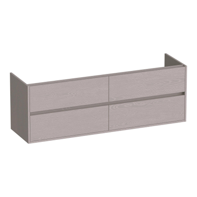 BRAUER Adore meuble sous-lavabo - 160x46x55cm - 4 tiroirs softclose - sans poignées - 2 découpes pour siphon - Timber Greige
