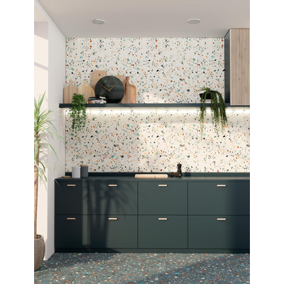 ÉCHANTILLON Terravito Hovano carreau mur et sol - 60x60cm - 10mm - Carré - rectifié - Terrazzo - Crème mat
