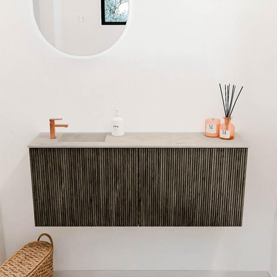 Mondiaz JOYA-DLUX 100cm toiletmeubel - kleur Shadow - Wastafel FAYE positie Links 1 kraangat kleur Opalo.