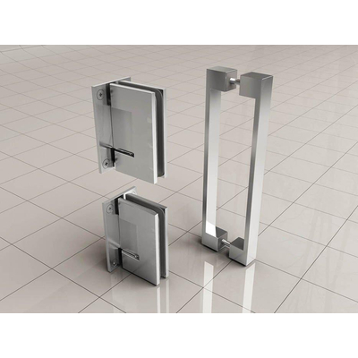Wiesbaden Less Ensemble charnières et poignée pour porte de niche sans profil chrome