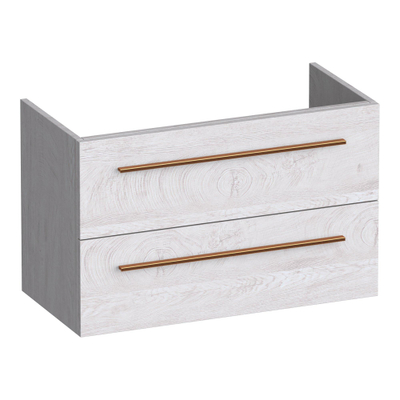 BRAUER Trust meuble sous-lavabo peu profond 80 sans poignées rapportées 2 tiroirs à fermeture douce et 1 découpe pour siphon - Forest Seashell