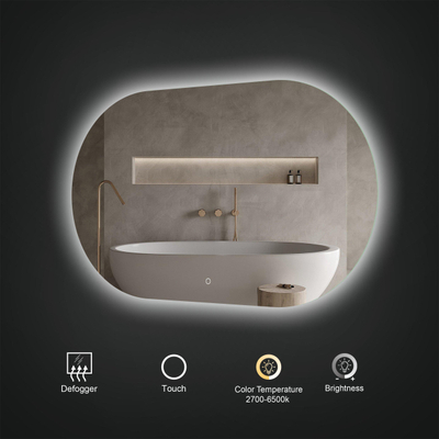 Arcqua Oval spiegel – ovaal – 100x70 cm – indirecte LED rondom – spiegelverwarming – Naturel