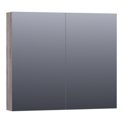 Saniclass Plain Spiegelkast - 80x70x15cm - 2 links/rechtsdraaiende spiegeldeuren - MFC - grey Canyon