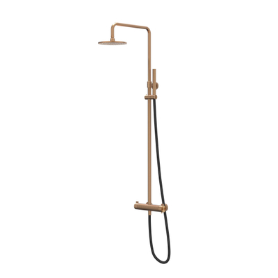 IVY Tribe Ensemble de douche de pluie - apparent - pomme de douche medium 25 cm - douchette barreau - INOX316 - cuivre brossé mat PVD
