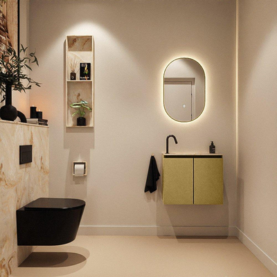 MONDIAZ TURE-DLUX Meuble toilette - 60cm - Oro - EDEN - vasque Frappe - position gauche - 1 trou de robinet