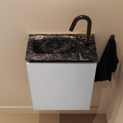 MONDIAZ TURE-DLUX Meuble toilette - 40cm - Plata - EDEN - vasque Lava - position gauche - 1 trou de robinet