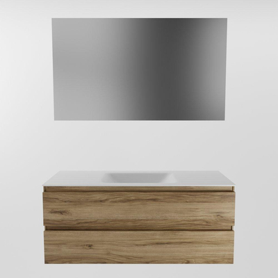 Mondiaz Aivy badmeubelset - 120x45x50cm - 0 kraangaten - 1 wasbak talc Solid surface - Midden - 2 lades - Met spiegel - Melamine Chai