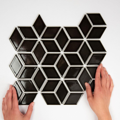 La Mosaic Factory Paris carreau mosaïque - 26,6x30,5cm - carrelage mural - Porcelaine Noir Brillant