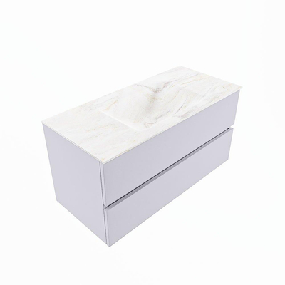 Mondiaz VICA-DLUX ensemble de meuble de salle de bain - 100cm - meuble sous-vasque cale - 2 tiroirs - lavabo encastrée cloud milieu - sans trous de robinet - version haute de 60cm - ostra