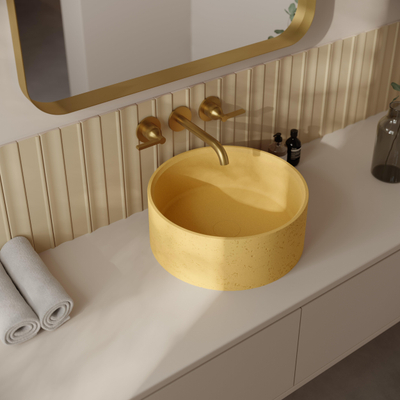 Ideavit Idea.deep Lavabo autoportant - 39x15cm - rond - avec bonde clic-clac - béton D10
