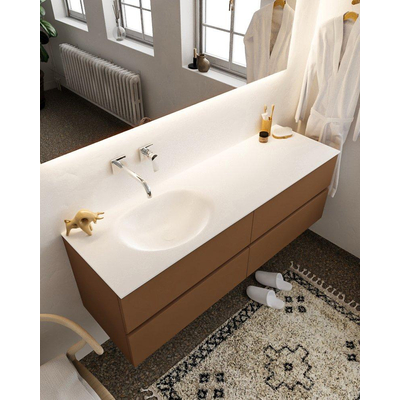 Mondiaz VICA ensemble de meuble de salle de bain - 150cm - meuble sous-vasque reposant - 4 tiroirs - lavabo moon gauche - sans trou de robinet version XL 60cm de haut