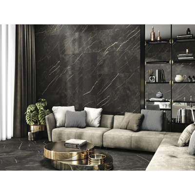 Baldocer cerámica wacom forest pulido carrelage sol et mur 60x120cm aspect marbre noir brillant