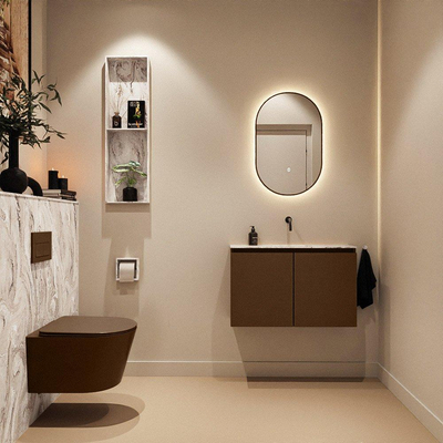 MONDIAZ TURE-DLUX 80cm toiletmeubel Rust. EDEN wastafel Glace positie midden. Zonder kraangat.