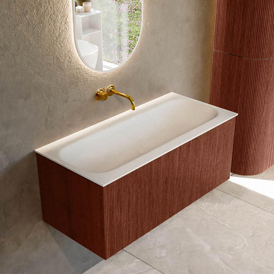 Mondiaz KURVE Badkamermeubelset - 100x46x40cm - 1 lade - wastafel solid surface - midden - zonder kraangat - Ruby