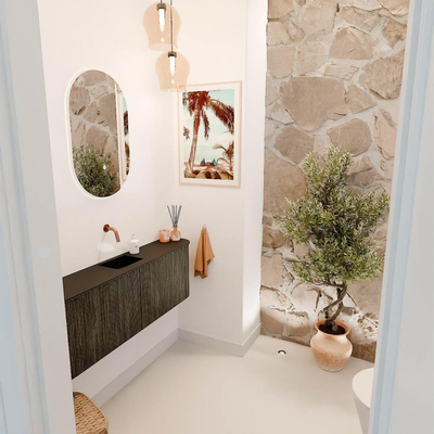 Mondiaz JOYA 123.2cm toiletmeubel - ronding links en rechts kleur Shadow - Wastafel FAYE positie Midden Zonder kraangat kleur Urban.