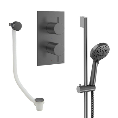 Crosswater MPRO Handdoucheset - 2 hendels - badafvoer - handdouche - glijstang - slate gunmetal (antraciet)