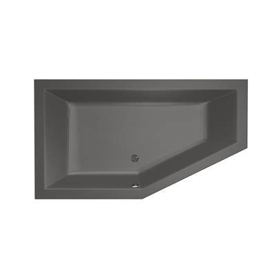 Xenz Society 160 ligbad - 160x90cm - met overloop - zonder afvoer - Hoekopstelling links - Acryl Antraciet Mat