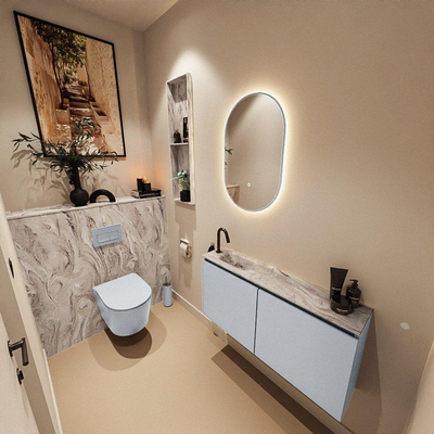MONDIAZ TURE-DLUX 100cm toiletmeubel Clay. EDEN wastafel Glace positie links. Met 1 kraangat.