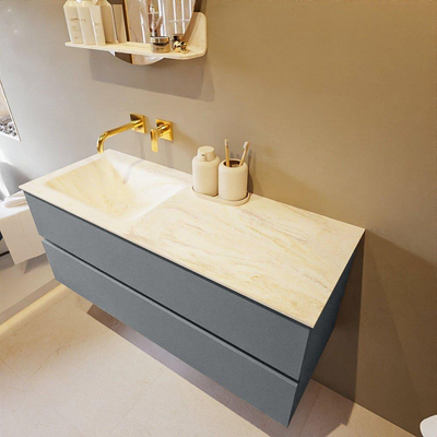 Mondiaz VICA-DLUX ensemble de meuble de salle de bain - 120cm - meuble sous-vasque plata - 2 tiroirs - lavabo encastré cloud gauche - sans trous de robinet - miroir modèle spot - version XL 60cm de haut - ostra