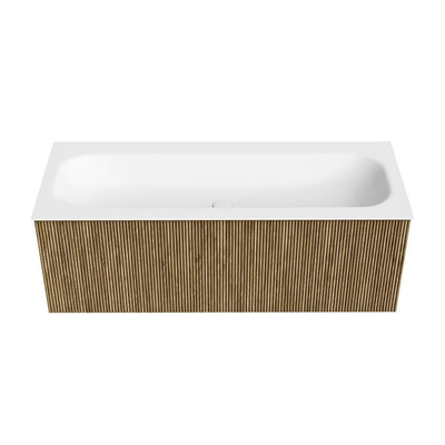 Mondiaz KURVE Badkamermeubelset - 120x46x40cm - 1 lade - wastafel solid surface - midden - 2 kraangaten - Dusk